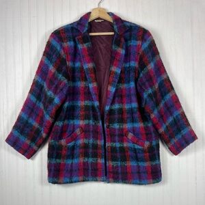 Saks Fifth Avenue Women's Vintage Multicolor Mohair/Wool Coat Jacket Sz 12